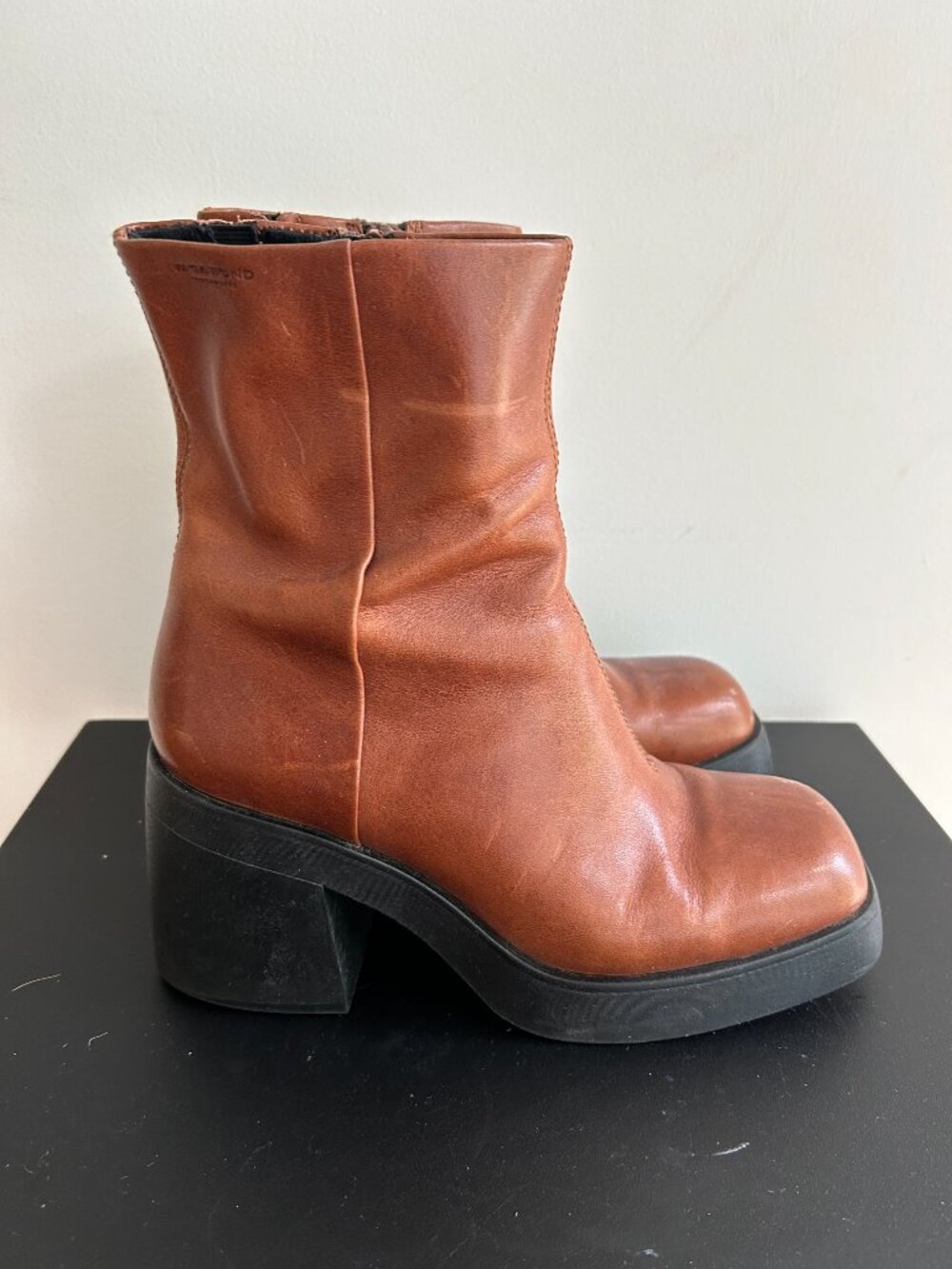 Vagabond Brooke Platform Ankle Boots Cognac Leather Size 38 - Picture 7 of 7